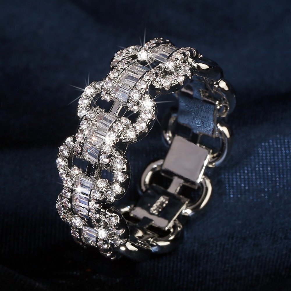 🌸Luxury Eternity Wedding 925 Silver Plated CZ Dainty Ring for Women,UNVN12261